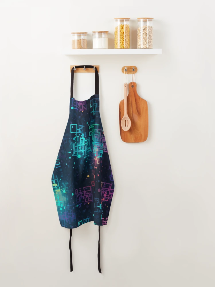 Thumbnail 4 of 6, Apron, Digital Code Abstract Pattern designed and sold by SideSignal.