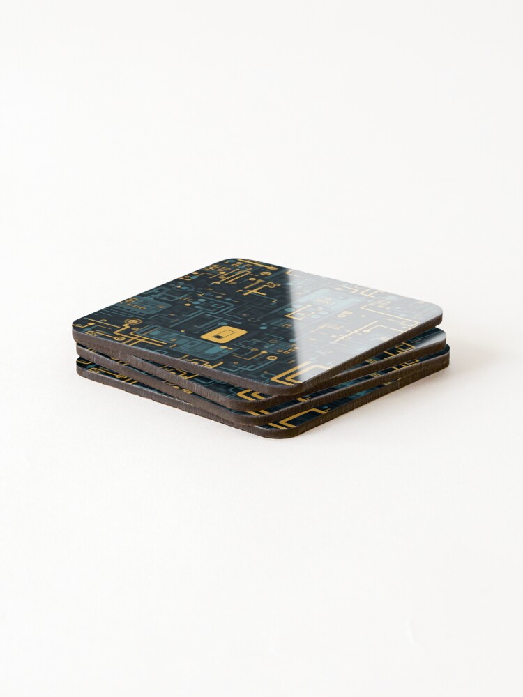Thumbnail 4 of 5, Coasters (Set of 4), Digital Code Abstract Pattern designed and sold by SideSignal.