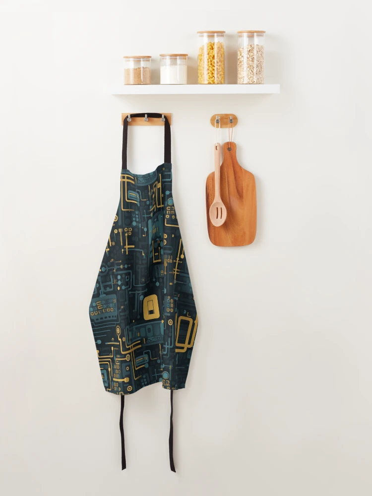 Thumbnail 4 of 6, Apron, Digital Code Abstract Pattern designed and sold by SideSignal.