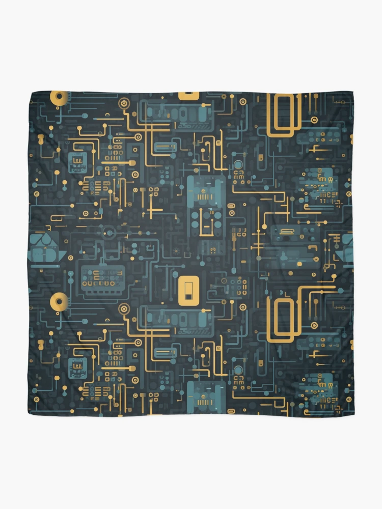 Thumbnail 2 of 3, Scarf, Digital Code Abstract Pattern designed and sold by SideSignal.