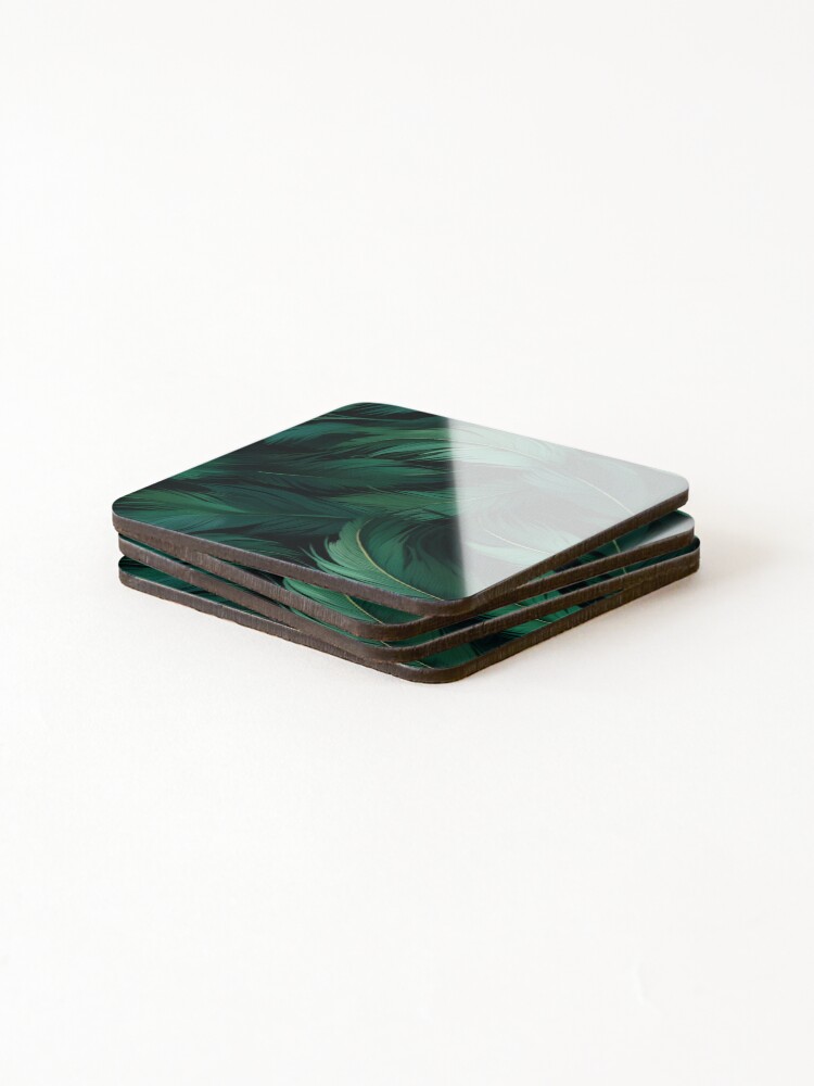 Thumbnail 4 of 5, Coasters (Set of 4), Feather Pattern designed and sold by SideSignal.