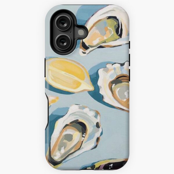 Vista previa del artículo con la obra «ostras, ostra, barra cruda, mariscos, concha de ostra, náutico, comida, media concha, conchas de ostras, crudo, ostras crudas, quítame», diseñado y vendido por peachcakecanvas.