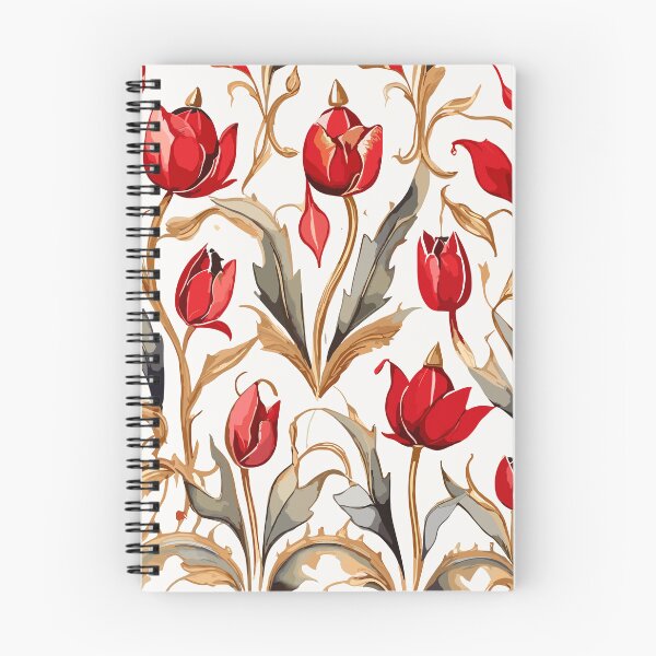 Item preview, Red Gold Turkish Tulips Ottoman Pattern on White  designed and sold by GraphicsClub.