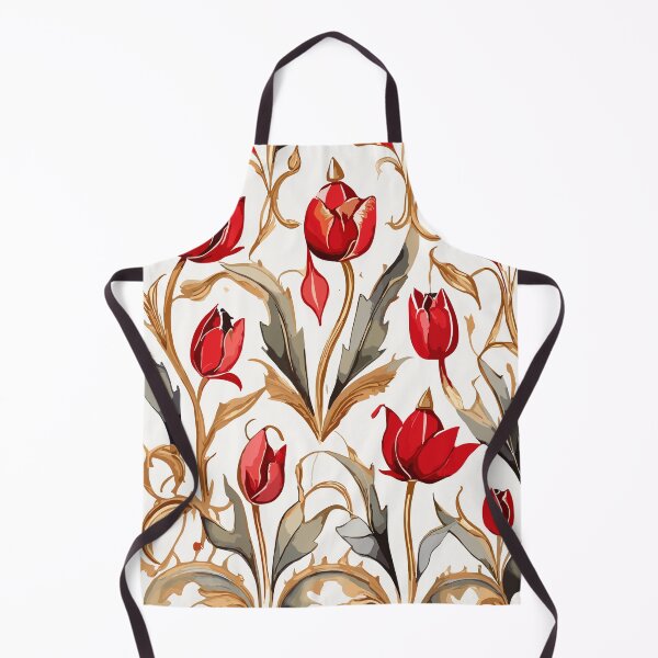 Item preview, Red Gold Turkish Tulips Ottoman Pattern on White  designed and sold by GraphicsClub.