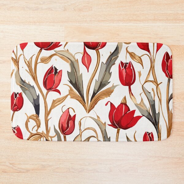Item preview, Red Gold Turkish Tulips Ottoman Pattern on White  designed and sold by GraphicsClub.