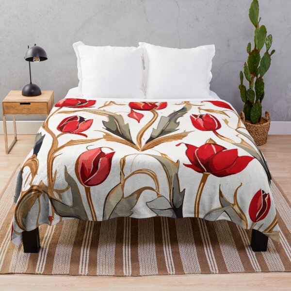 Item preview, Red Gold Turkish Tulips Ottoman Pattern on White designed and sold by GraphicsClub.