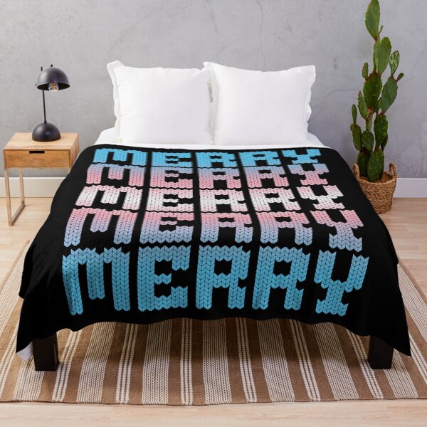 Item preview, Subtle Transgender Pride Flag Merry Christmas Knitted Gradient designed and sold by ontrendshirts.