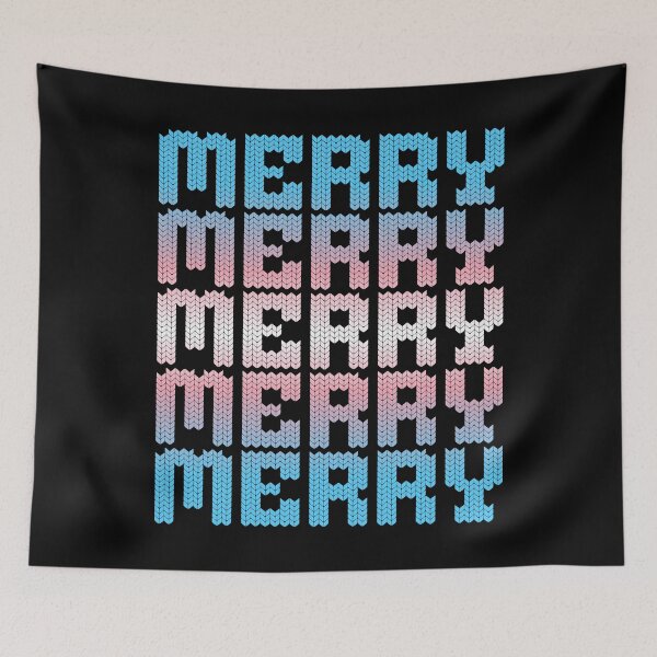 Item preview, Subtle Transgender Pride Flag Merry Christmas Knitted Gradient designed and sold by ontrendshirts.