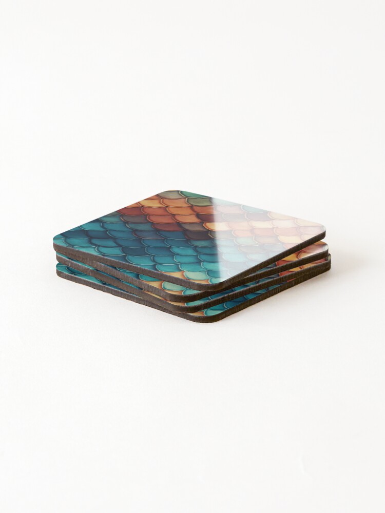 Thumbnail 4 of 5, Coasters (Set of 4), Fishscales Pattern designed and sold by SideSignal.