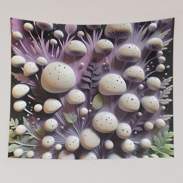 Item preview, Realistic delicate 3D wild leaves and mushrooms- expressive botanical pattern. designed and sold by My-fake-places.