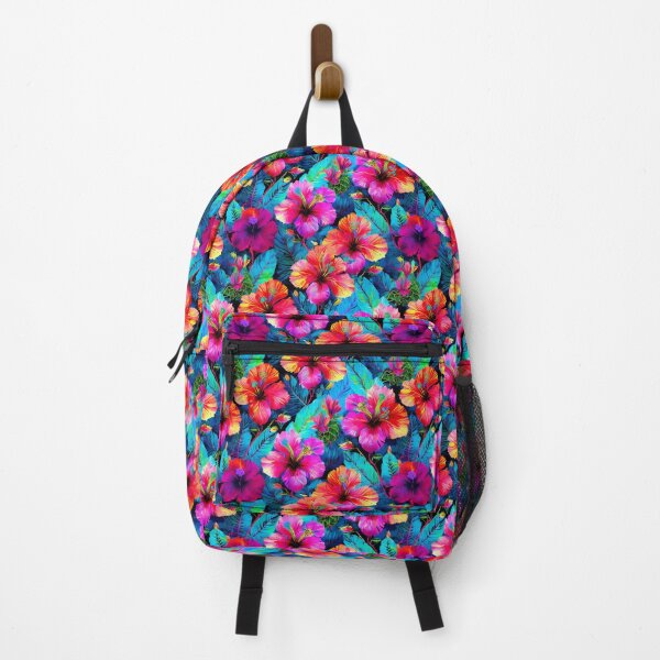 Item preview, Glitchy Vibrant Hibiscus Flowers On Teal designed and sold by craftyvixenart.
