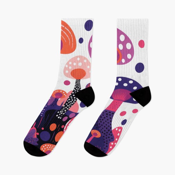 Item preview, Purple and Orange Trippy and Modern Mushrooms with Dots Funky Illustration designed and sold by GulDesignCo.