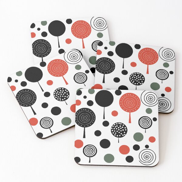 Item preview, Red and green polka dots style Christmas trees designed and sold by bugOnCat.