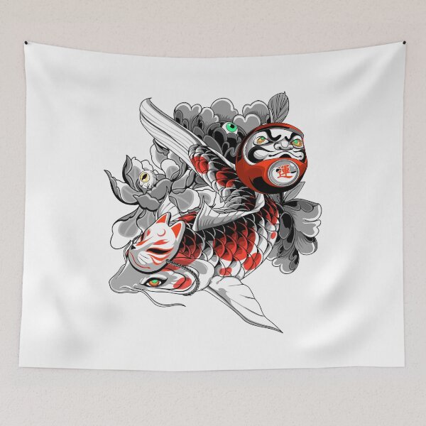 Item preview, Koi and Daruma Prosperity designed and sold by HeyMoonly.