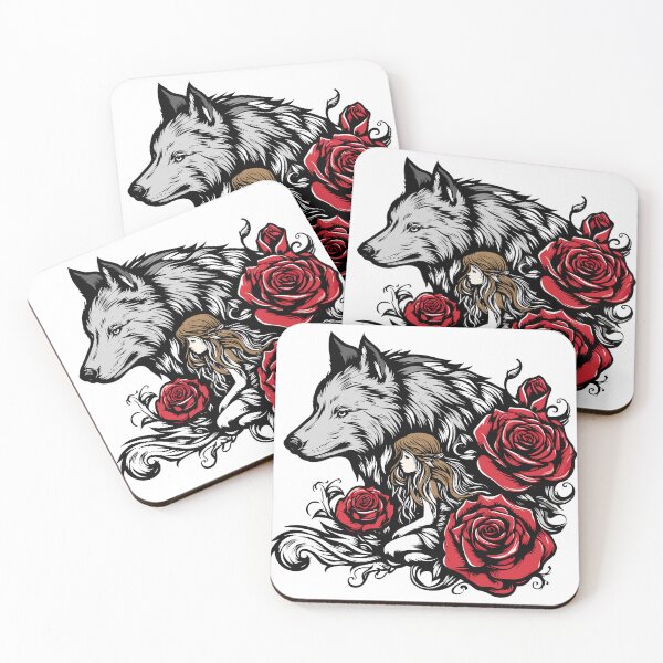 Item preview, Wolf with flowers girl, roses  designed and sold by IsaMarina.