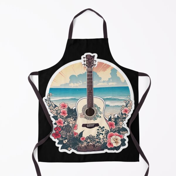 Item preview, Painted Guitar on a Hawaiian Beach with Orchid Flowers designed and sold by NautiChic.