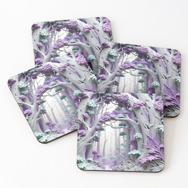 Item preview, Pastel purple and mint 3D forest/1 - expressive botanical pattern.  designed and sold by My-fake-places.