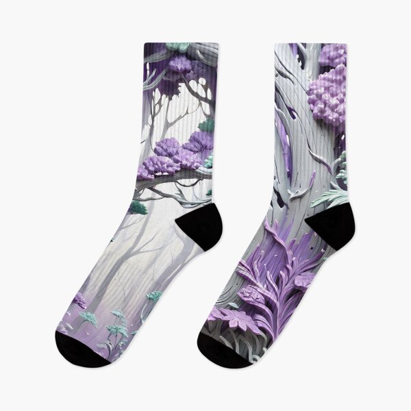 Item preview, Pastel purple and mint 3D forest/1 - expressive botanical pattern.  designed and sold by My-fake-places.