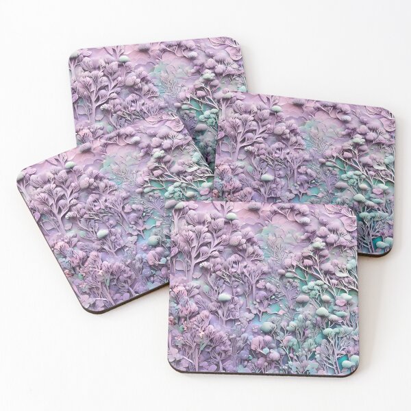 Item preview, Pastel purple and mint 3D forest/2 - expressive botanical pattern.  designed and sold by My-fake-places.