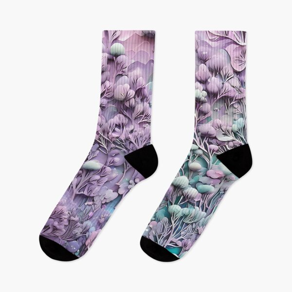 Item preview, Pastel purple and mint 3D forest/2 - expressive botanical pattern.  designed and sold by My-fake-places.