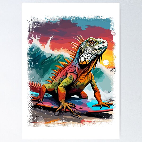 Iguana Surf in Mat, Limited Edition Giclée Print, Ready for on sale Frame