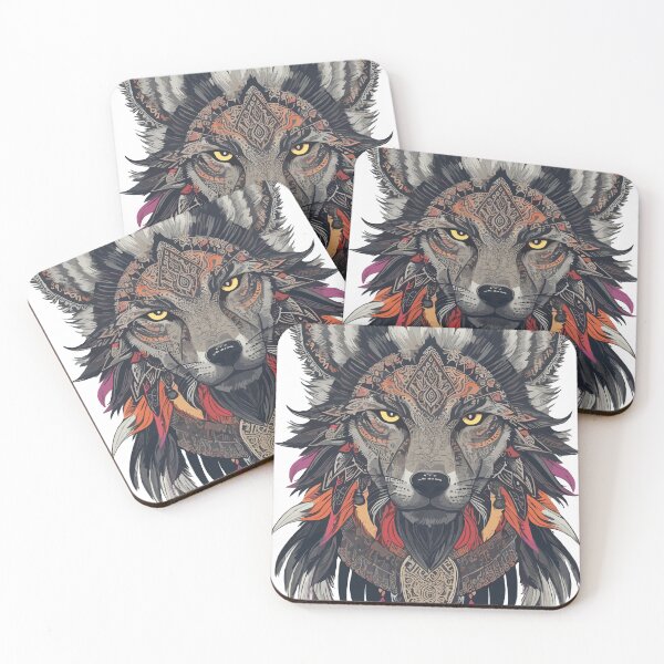 Item preview, wolf feathers spirit animal spirituality wild animal designed and sold by zamperoni.
