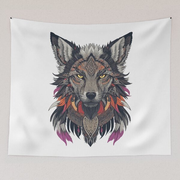 Artikelvorschau, wolf federn spirit animal spiritualität wildtier entworfen und verkauft von zamperoni.