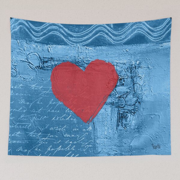 Item preview, Red heart light blue background, portrait designed and sold by a3-studio.