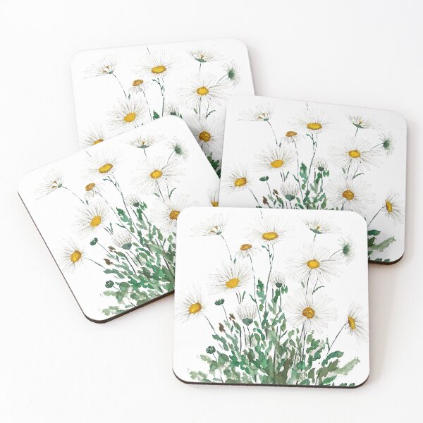 Item preview, hand painted white Margaret daisy watercolor  designed and sold by ColorandColor.