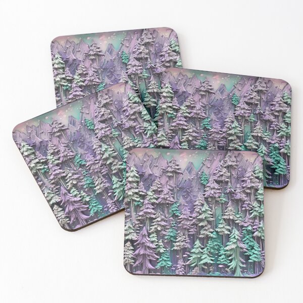 Item preview, Pastel purple and mint 3D forest/3 - expressive botanical pattern.  designed and sold by My-fake-places.