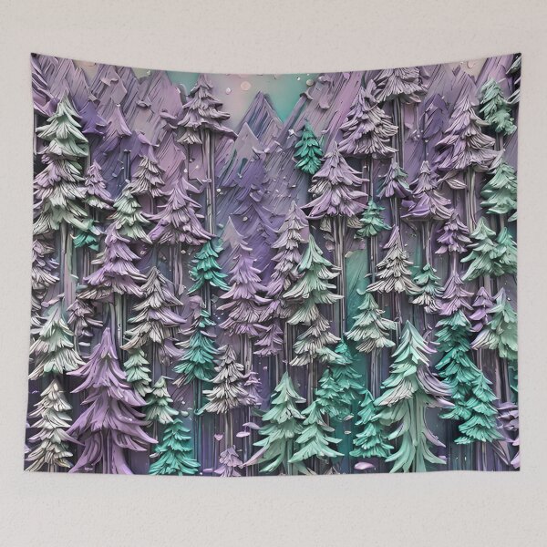 Item preview, Pastel purple and mint 3D forest/3 - expressive botanical pattern.  designed and sold by My-fake-places.