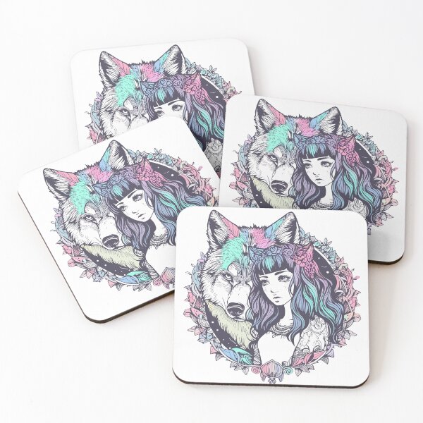 Item preview, Wolf with flowers girls designed and sold by IsaMarina.