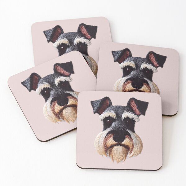 Item preview, Embroidery Style Schnauzer Face designed and sold by barksandsqueaks.