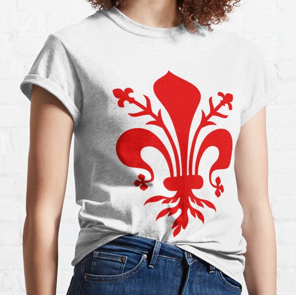 TEE, LADIES,SS, FLEUR DE LIS, RED, UL