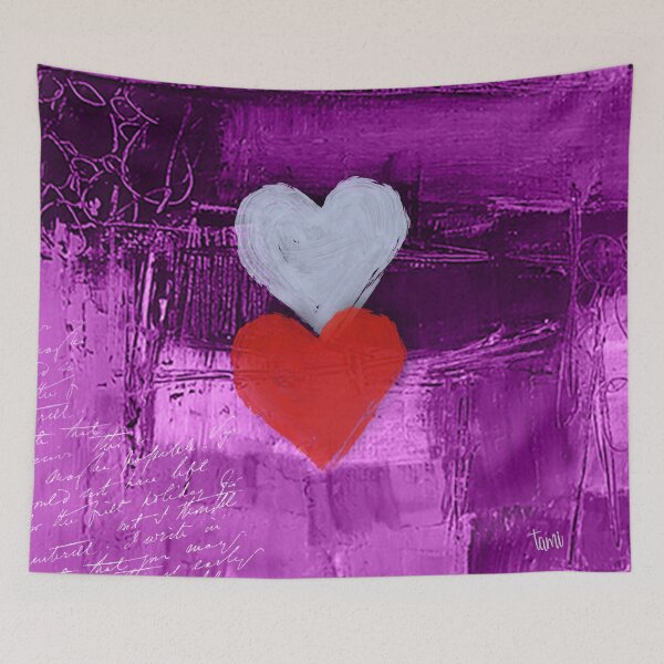 Item preview, Hearts on purple background, portrait designed and sold by a3-studio.