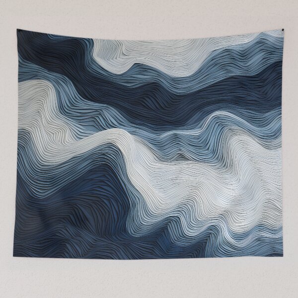 Item preview, Abstract Navy Blue Wave Artwork designed and sold by VectorPlace.