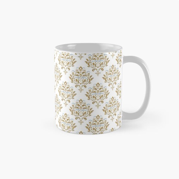 Item preview, Crafted Damask Inspired Gold Pattern with Blue Accents designed and sold by ArtZ-onBubble.