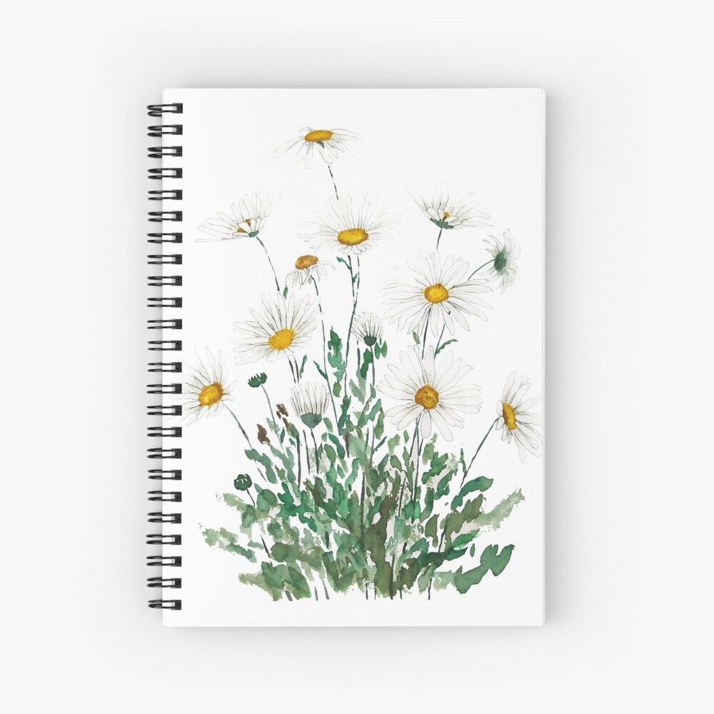 white Margaret daisy watercolor Spiral Notebook