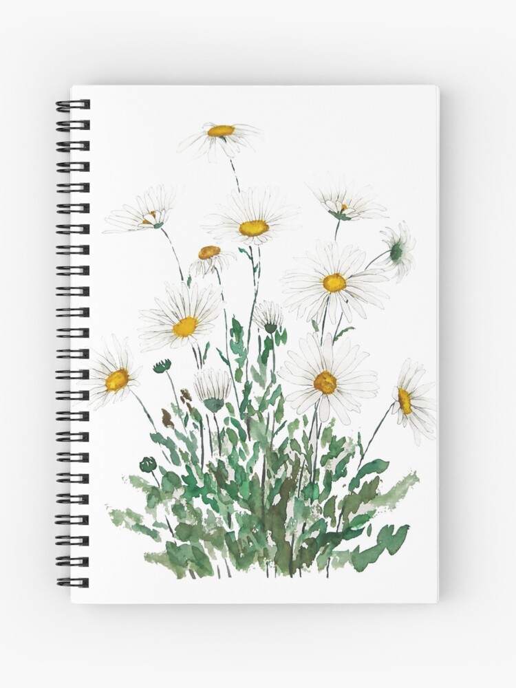 Thumbnail 1 of 3, Journal, hand painted white Margaret daisy watercolor designed and sold by ColorandColor.