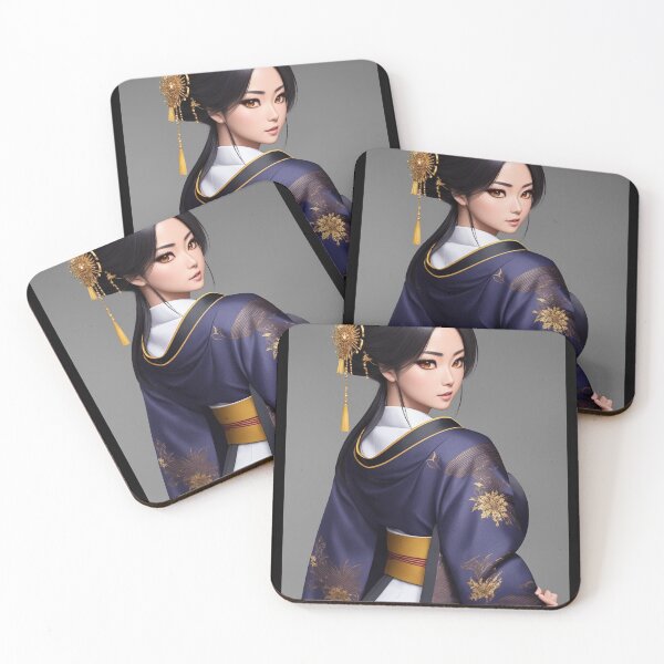 Item preview, kimono blue gold elegant - japanese wall art designed and sold by Kimono Art  Collection.