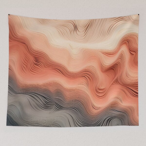 Item preview, Soft Peach and Grey Abstract Waves designed and sold by VectorPlace.