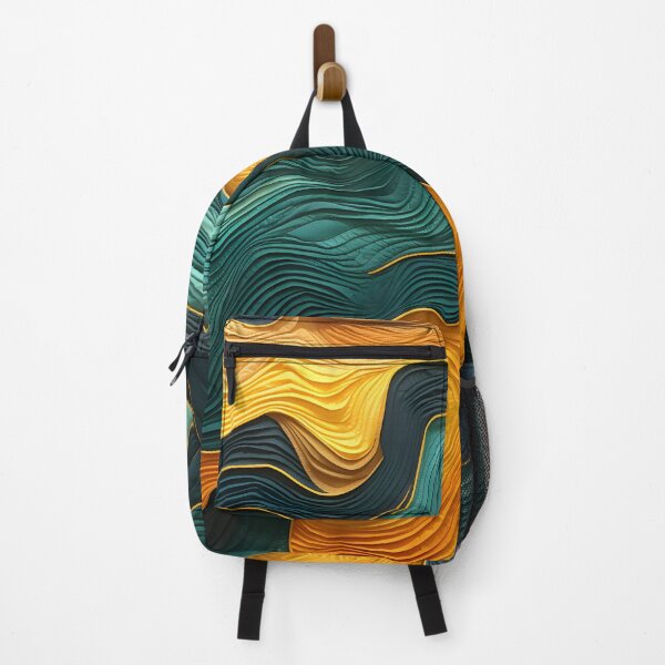Item preview, Golden Yellow and Teal Wave Abstract designed and sold by VectorPlace.