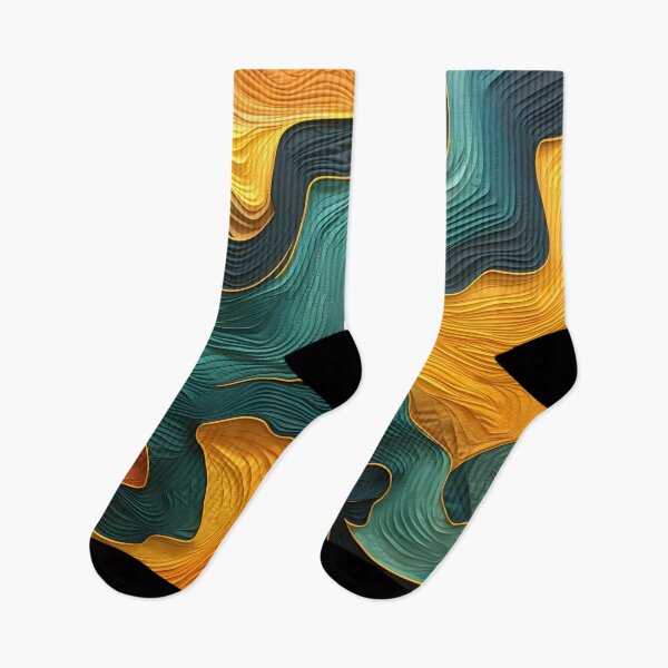Item preview, Golden Yellow and Teal Wave Abstract designed and sold by VectorPlace.