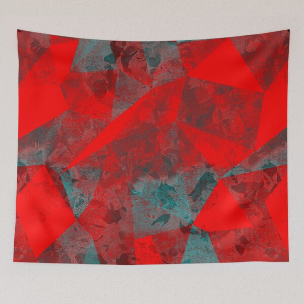 Item preview, Geometric Red Grey-Green Grunge Pattern designed and sold by PritchBlack.