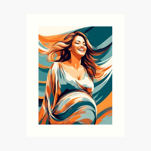 Item preview, Happy and laughing pregnant woman is dancing designed and sold by posterflunz.
