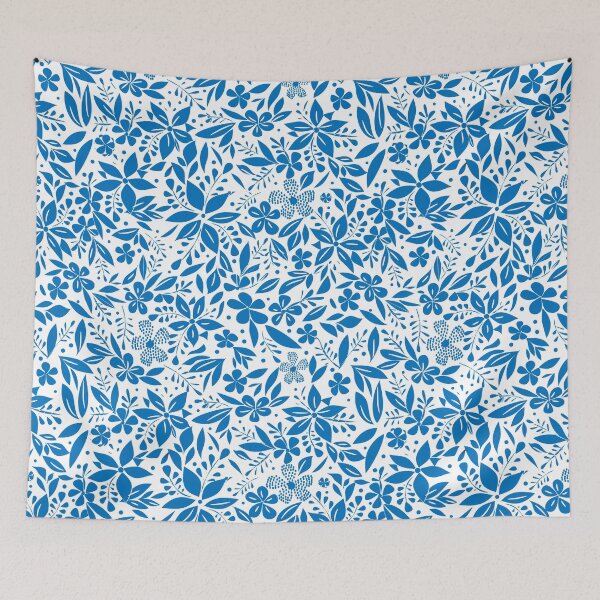 Item preview, Blue Floral pattern in maiolic style designed and sold by PerlaDesignArt.