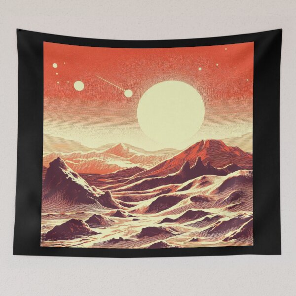 Item preview, SF Mars Landscape Woodcut 2 designed and sold by CrankyOldDude.