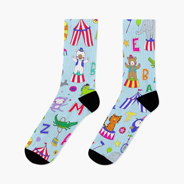 Item preview, Circus Animal Alphabet - multicoloured on sky blue - Cute animal pattern by Cecca Designs designed and sold by Cecca-Designs.