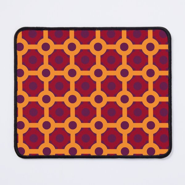 Item preview, Burnt Orange Maroon Deep Red Circles Connecting Rods Honeycomb-like Grid Tessellation 1970s Pattern designed and sold by PenguinForests.