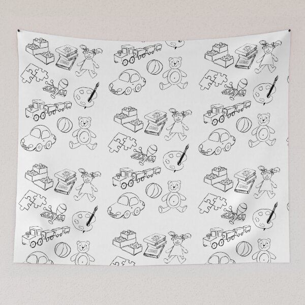 Item preview, black white icons of children's activities and toys designed and sold by colorfulglee.